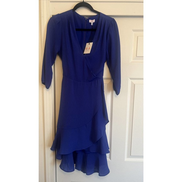 Q+A Los Angeles Women's Royal blue V-neck Faux Wrap Dress. Size Sm - NWT - Picture 1 of 5